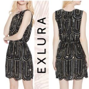 Exlura New Year’s Eve Beaded Sequin Black Flapper Dress | Great Gatsby | 20s